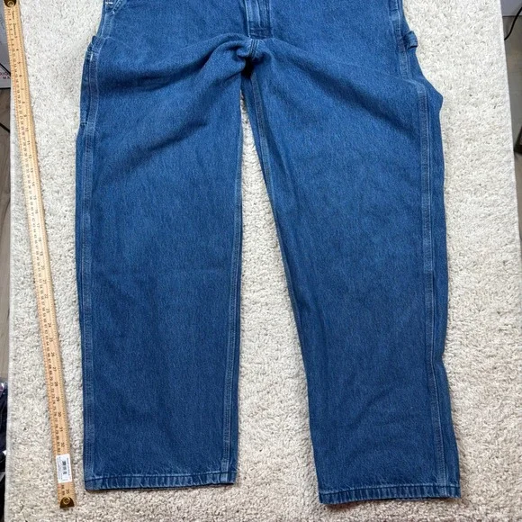 Carhartt R07 DST Denim Bib Overalls Men 38x32 Dark Stone Blue Excellent Workwear - Picture 5 of 10